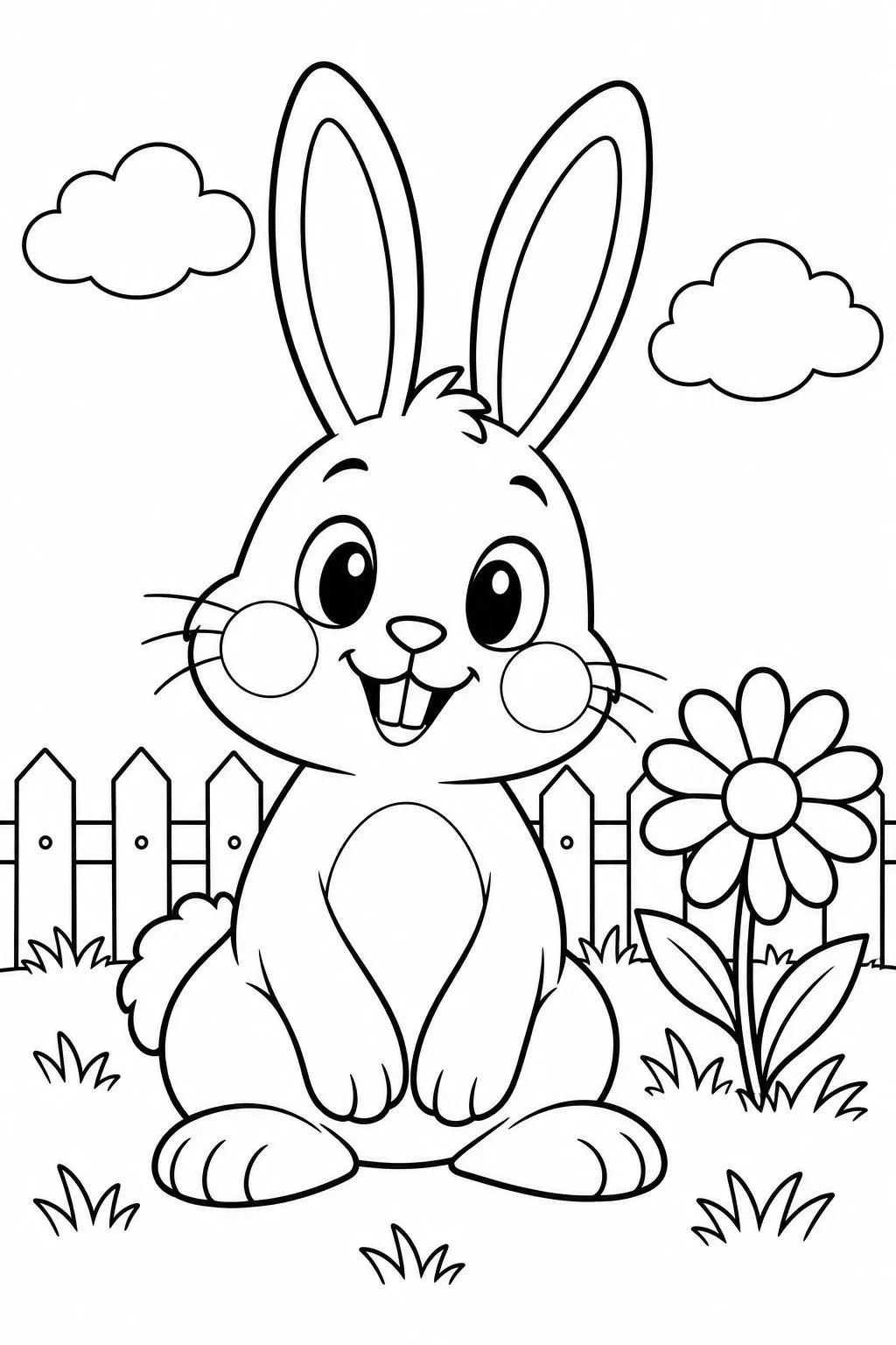 Pipo junto a una flor, dibujo para colorear